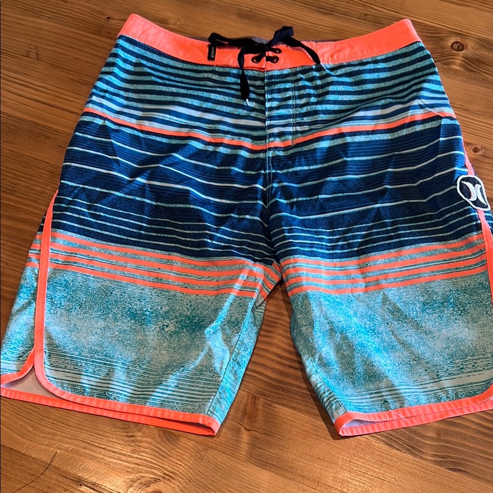 Hurley Blue and Orange Striped Shorts